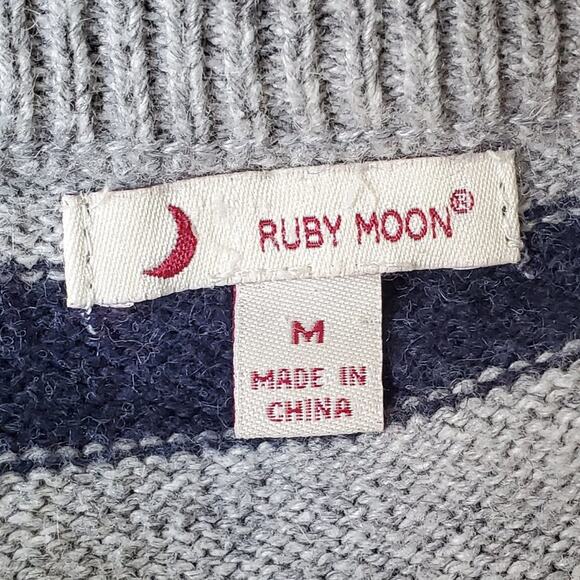 Ruby Moon Gray Blue Striped Tunic Sweater Dress M - Picture 7 of 8